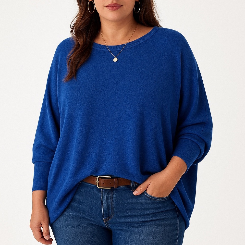 Altard State‎ Women's Blue Knit Pullover Sweater L/XL Dolman Long Sleeve Relaxed